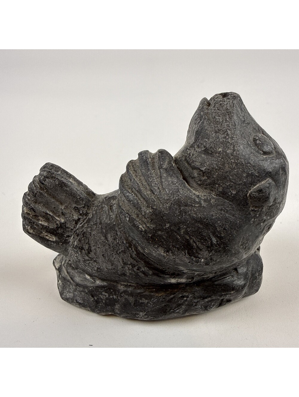 WOLF ORIGINAL Seal Figurine Canada Faux Soapstone Inuit Style Sculpture 3" Tall